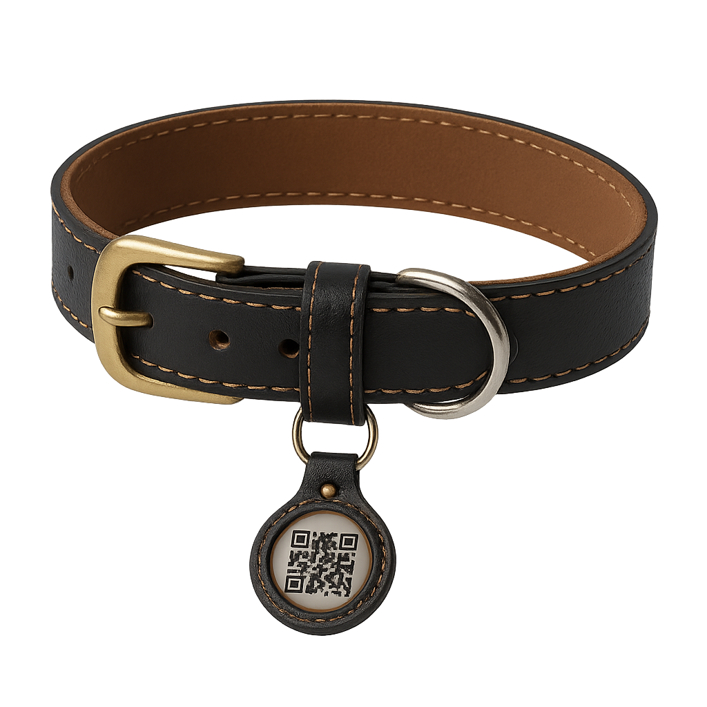 Collar OruPet negro con herrajes metálicos